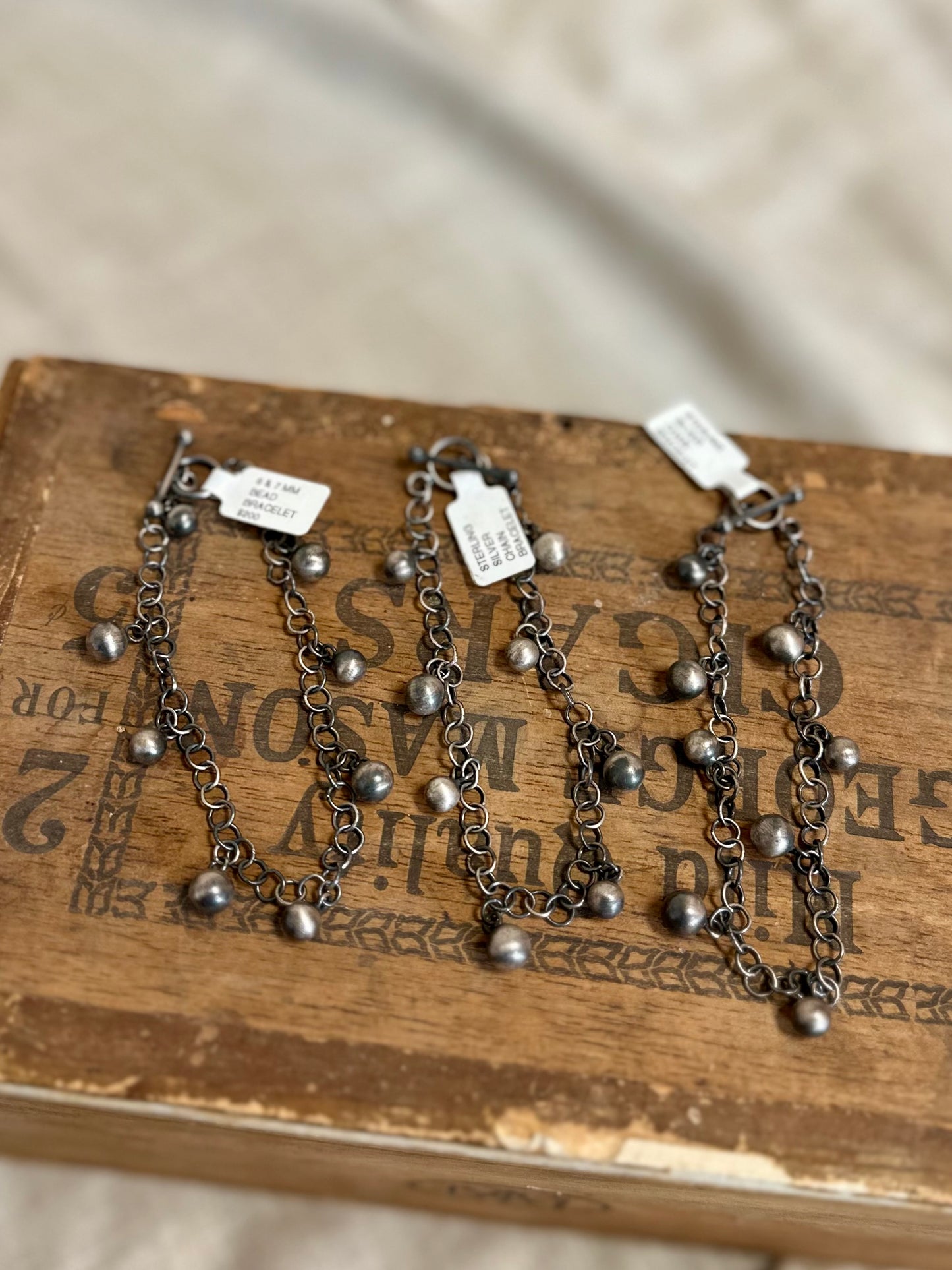 Sterling 7/8mm Dangle Bracelets