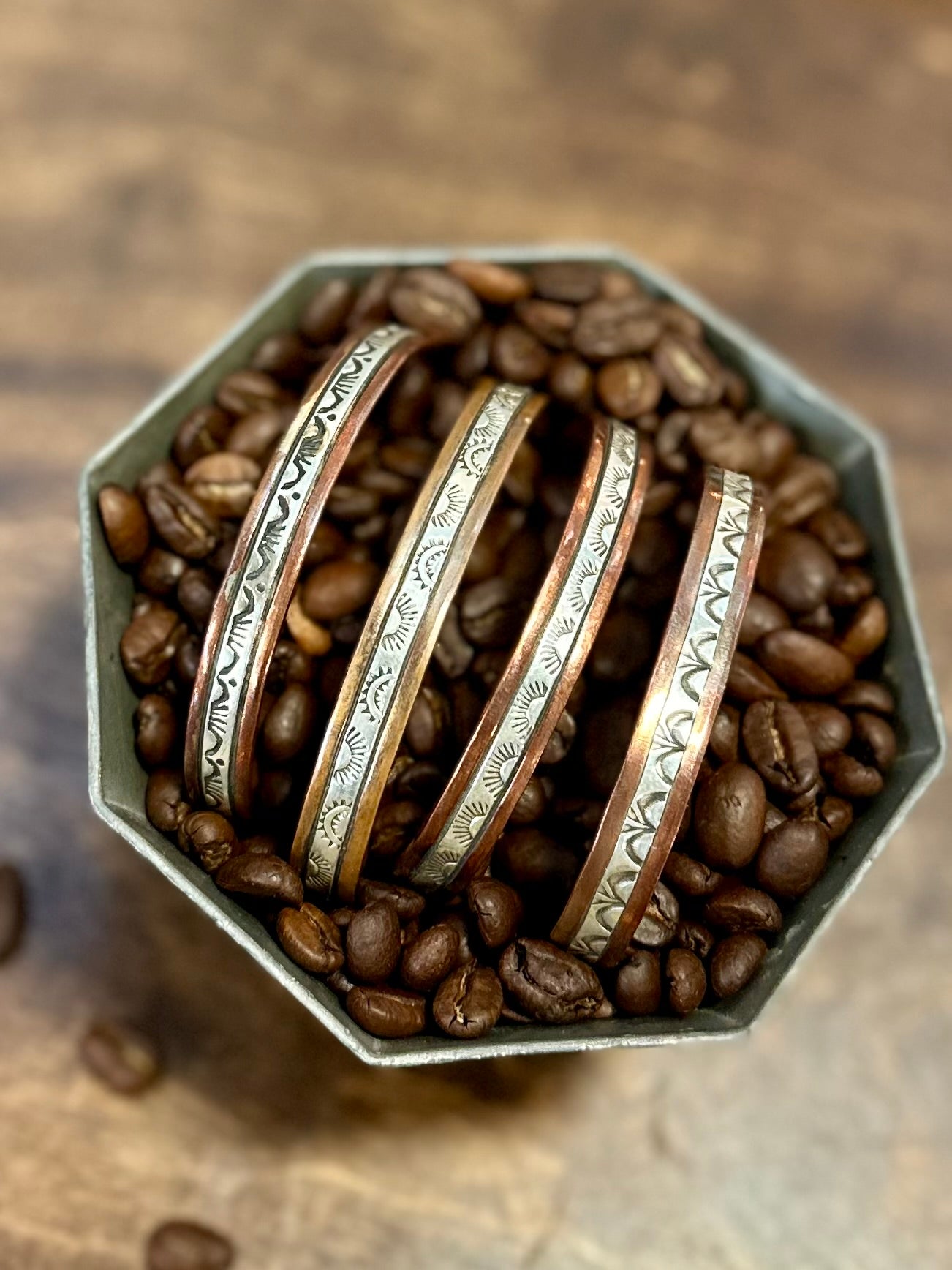 Sterling + Copper Stamped Cuffs