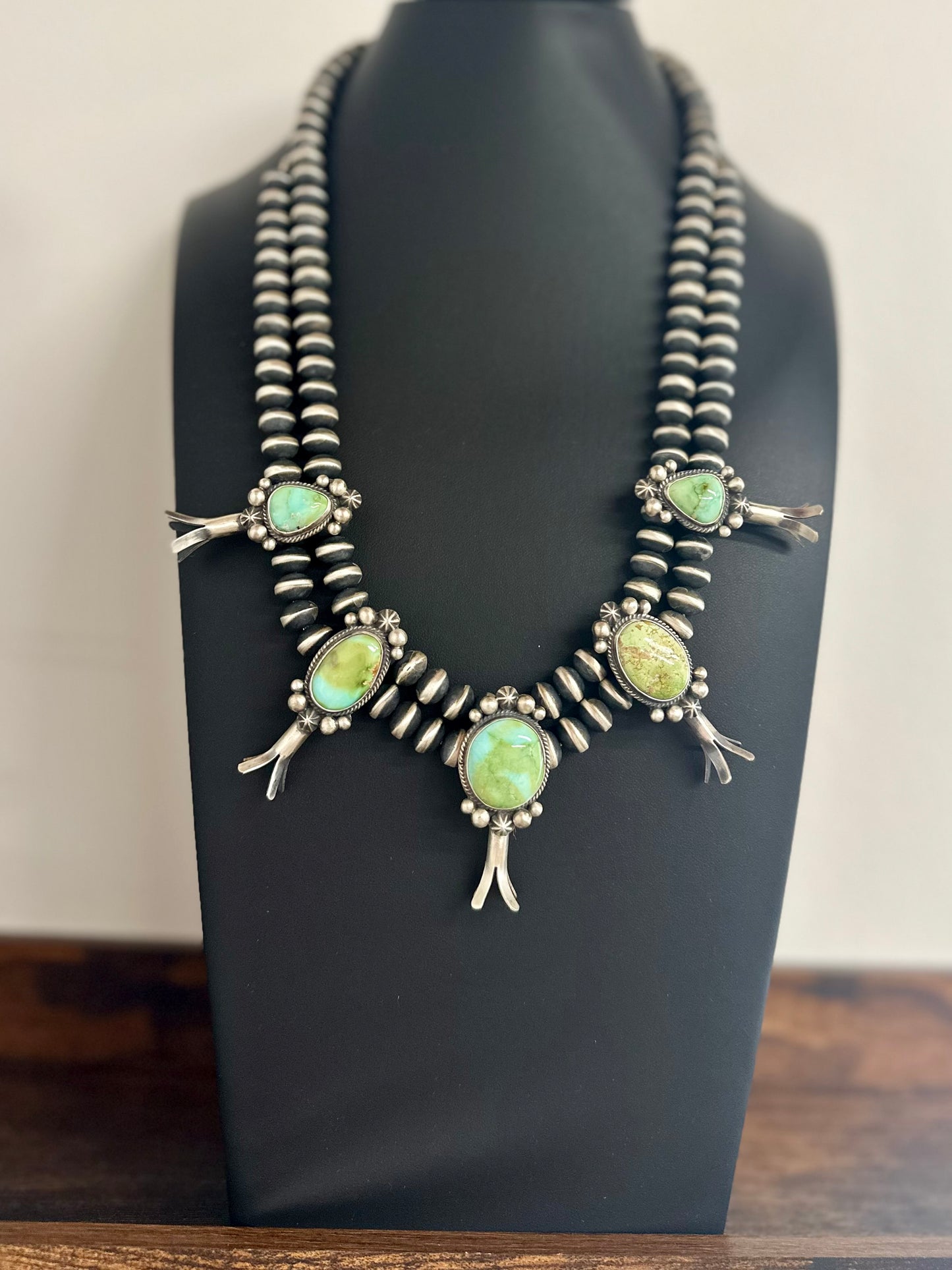 Sonoran Squash Blossom on Handmade Saucer Pearls