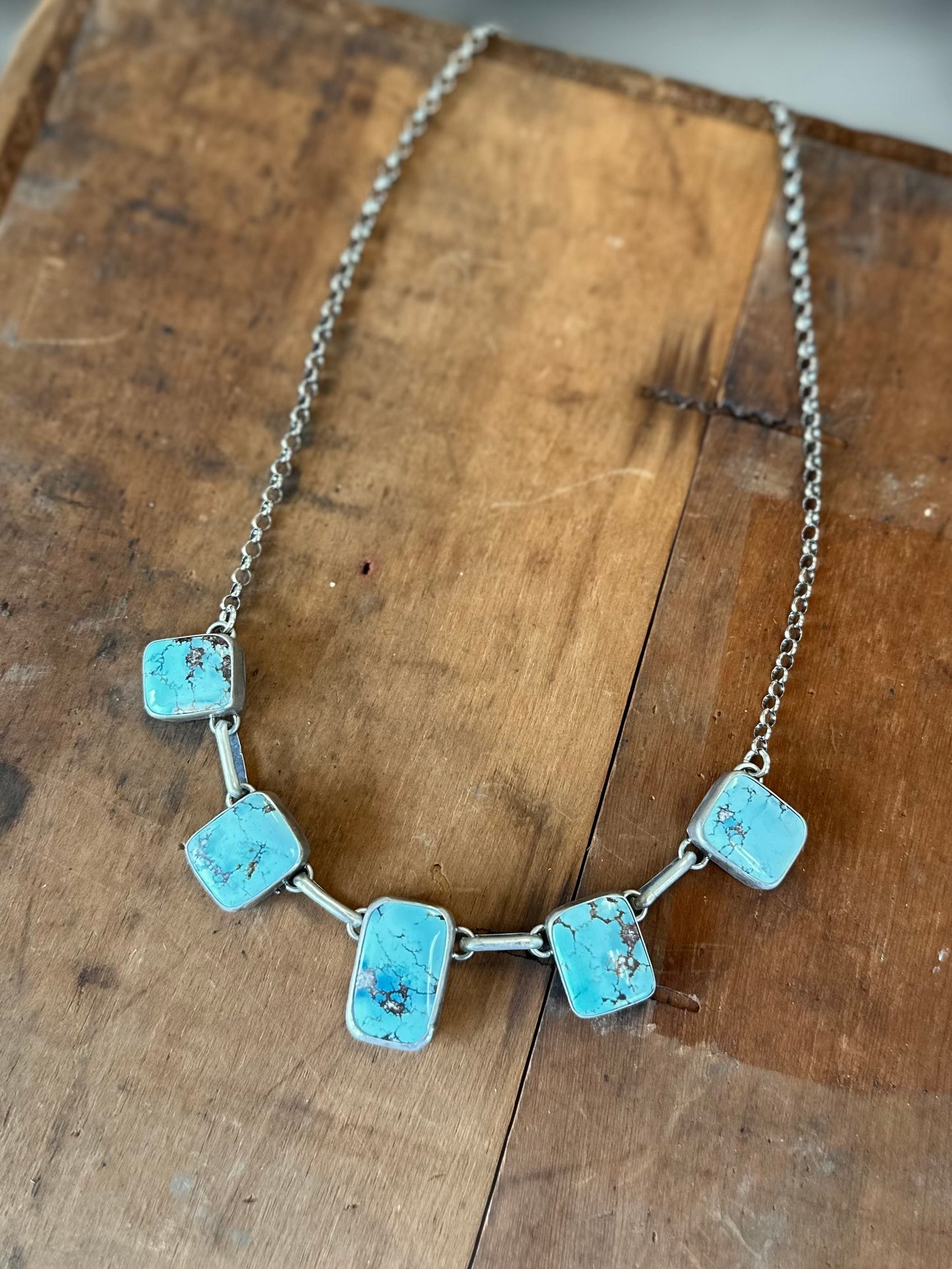 Golden Hill Square 5 Stone Necklace