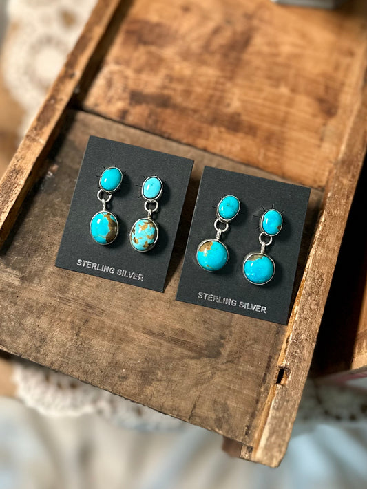 2 Stone Drop Earrings