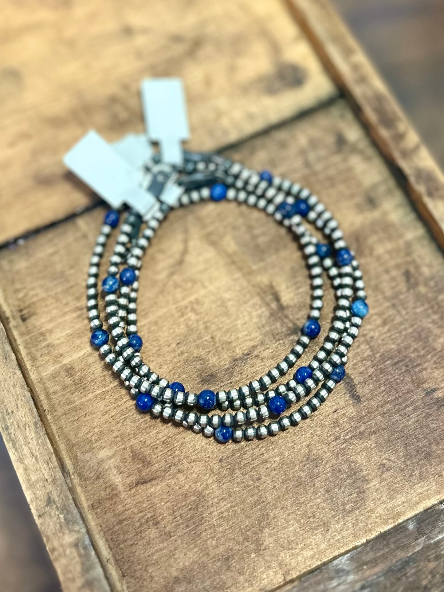 Lapis Bead Navajo Pearl Bracelet