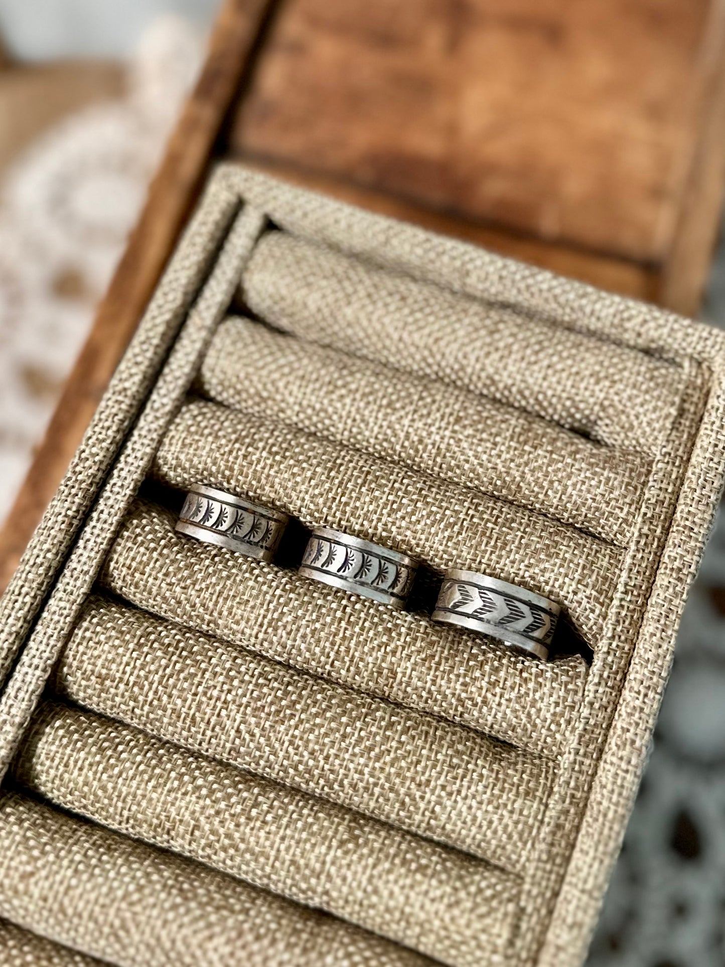 Stamped Sterling Band Rings
