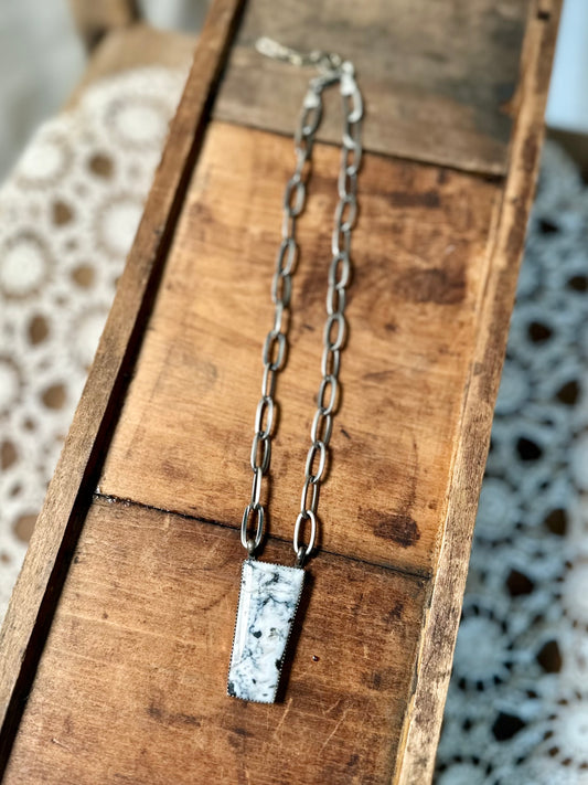 White Buffalo Vertical Bar Necklace