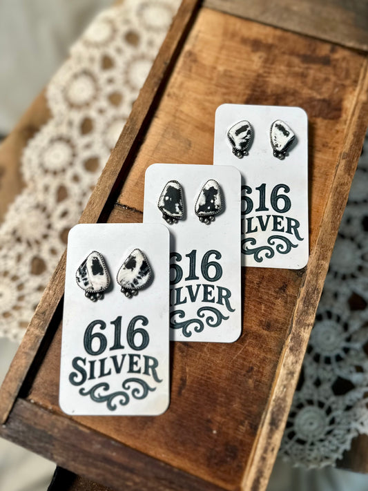 White Buffalo Dainty Studs