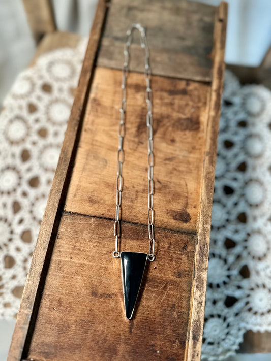 Black Onyx + Handmade Chain Necklace