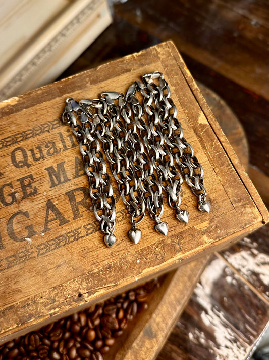Sterling Chain + Heart Charm Bracelets
