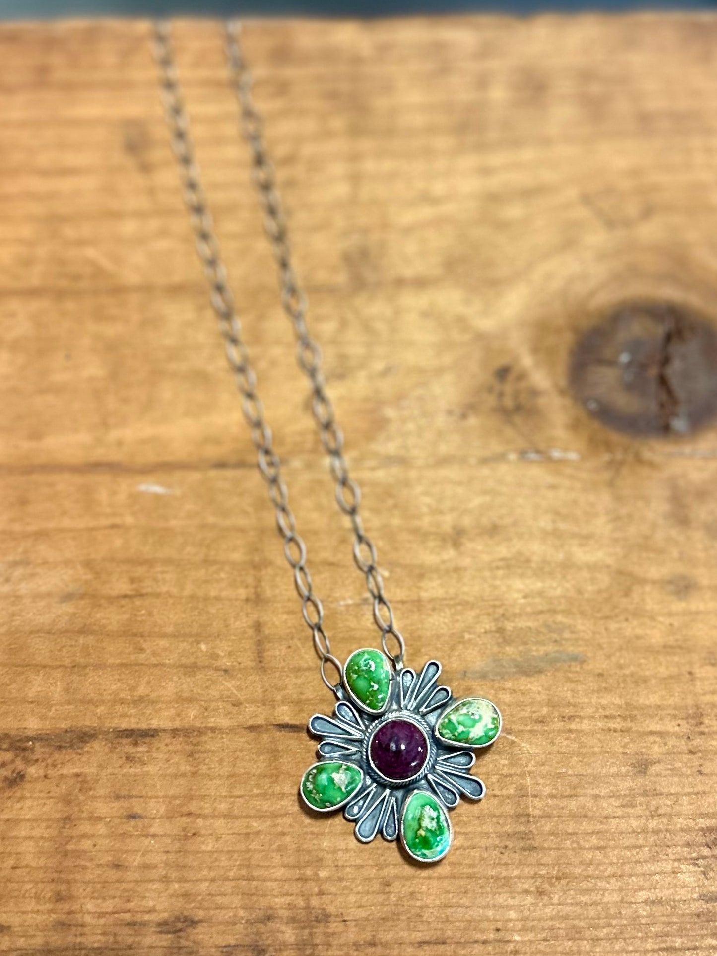 Sonoran + Purple Spiny SIlverwork Necklace