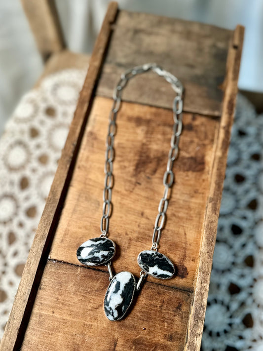White Buffalo 3 Stone Necklace