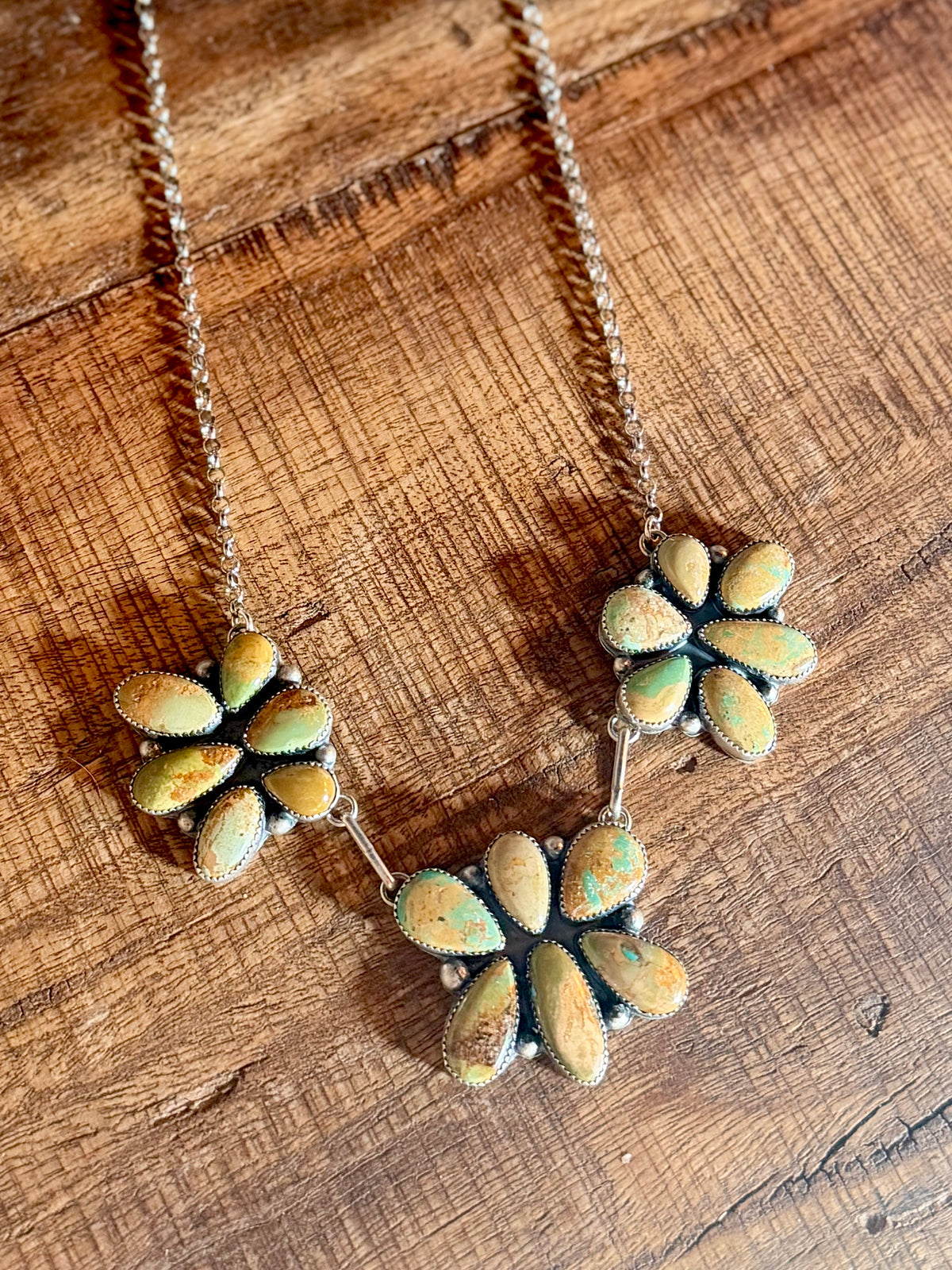 The Pueblo Evans Turquoise 3 Cluster Necklace