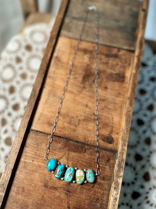 Mixed Mines 5 Stone Bar Necklace